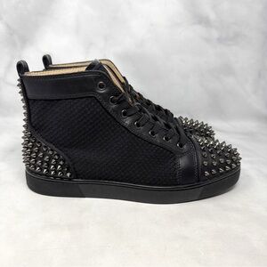 Christian Louboutin AC Lou Spikes 2 Spike Studded High Top Sneaker Shoes Black